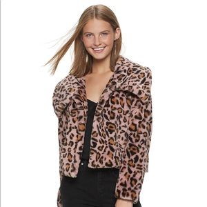 Candies | Mauve Faux Fur Leopard Print Jacket